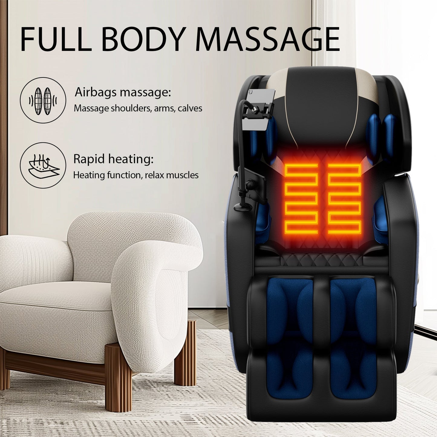 Imperium Full-Body Zero Gravity Massage Recliner Chair With Ambient Lighting (SAK34591)