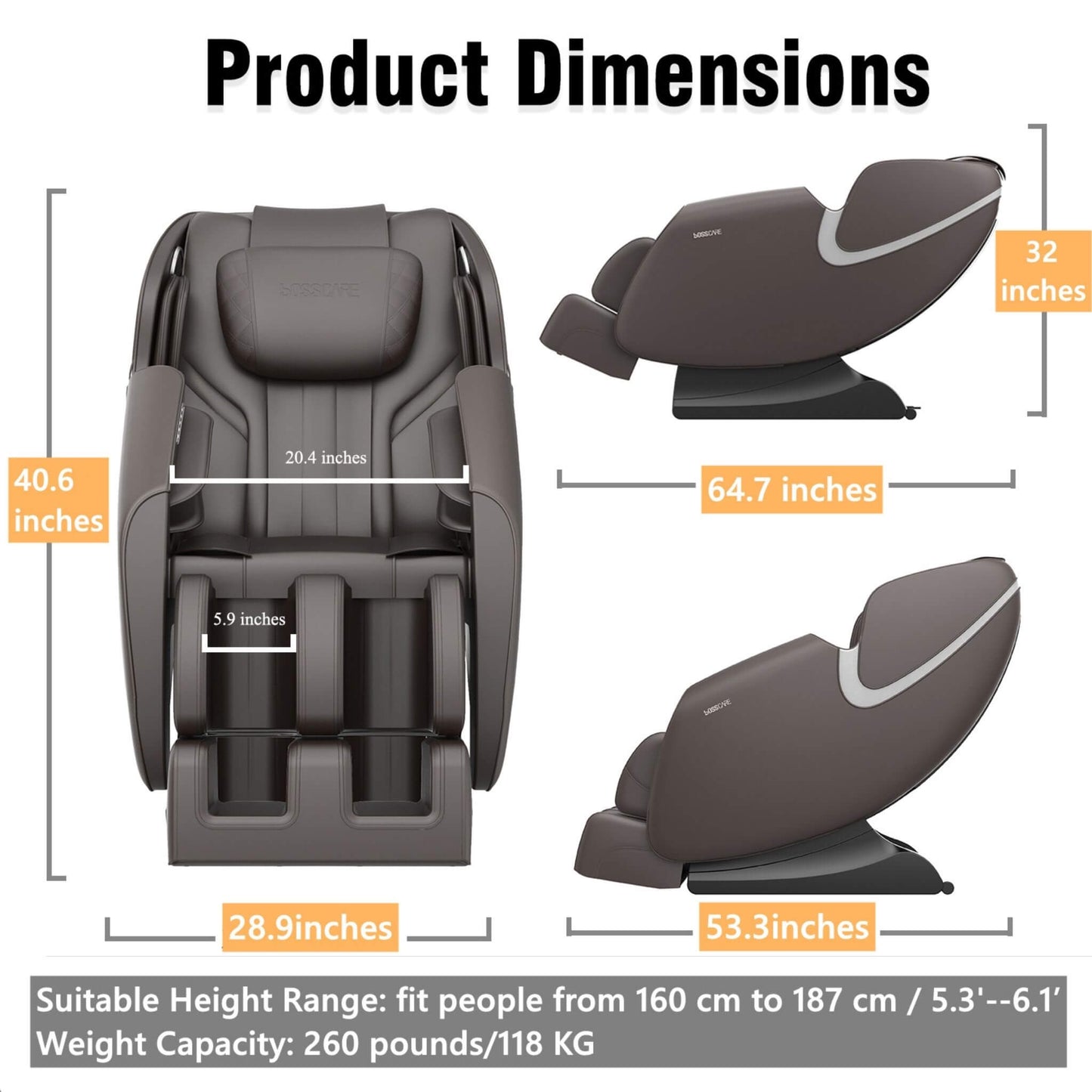 Zero-Gravity Leather Massage Chair With Zero Gravity And Bluetooth