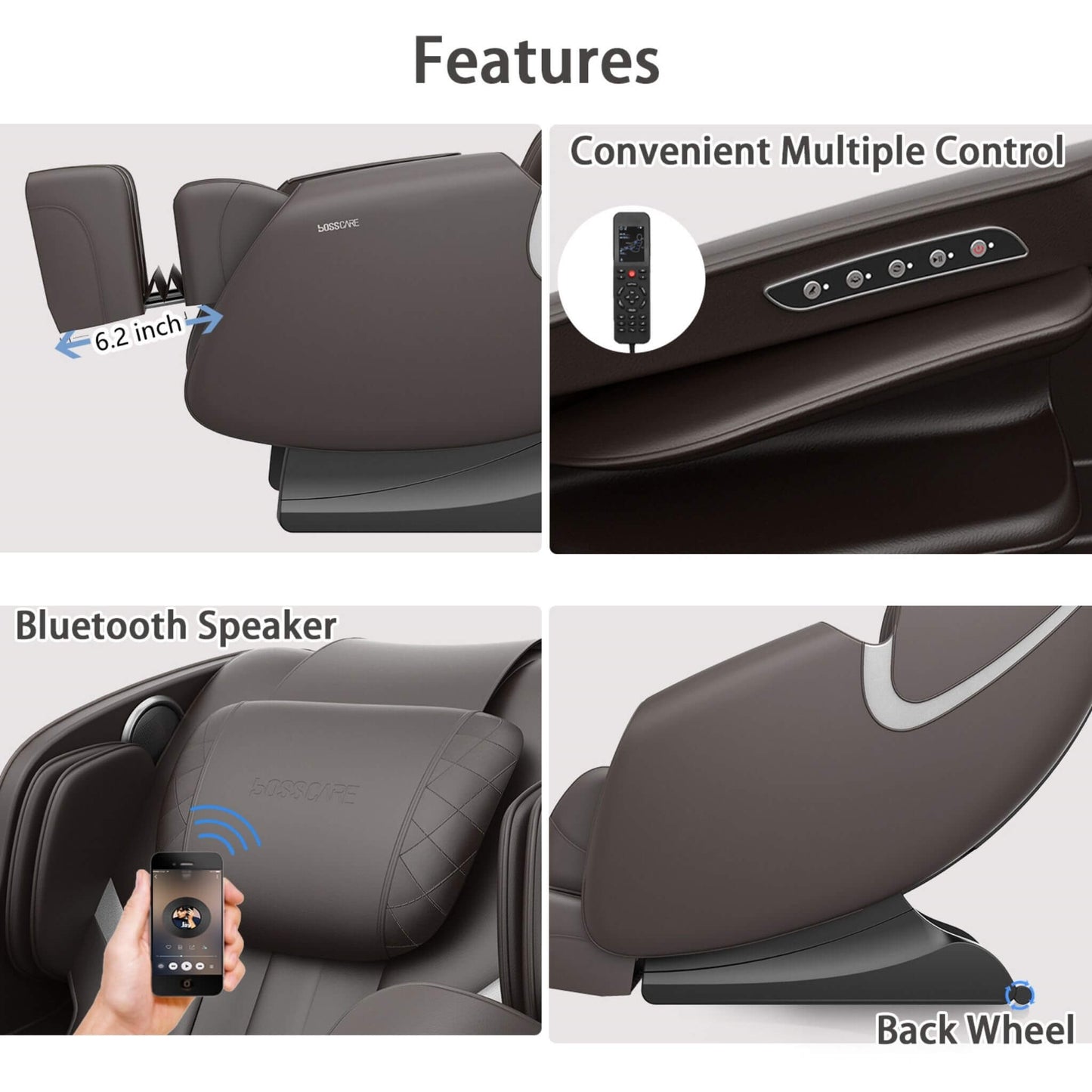 Zero-Gravity Leather Massage Chair With Zero Gravity And Bluetooth