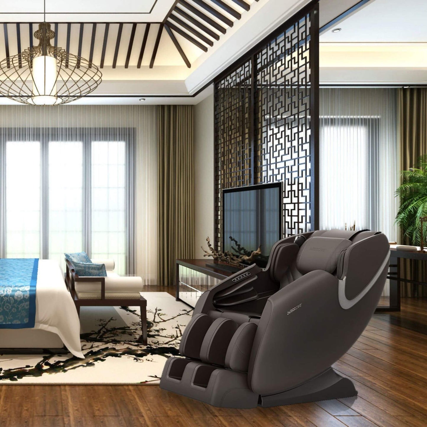Zero-Gravity Leather Massage Chair With Zero Gravity And Bluetooth