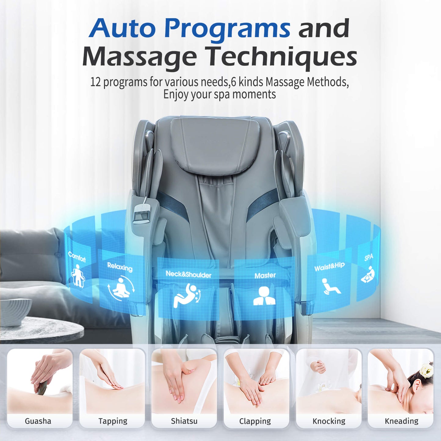 Premium Full Body Zero Gravity Massage Chair With Ai Voice And App Control, Gray