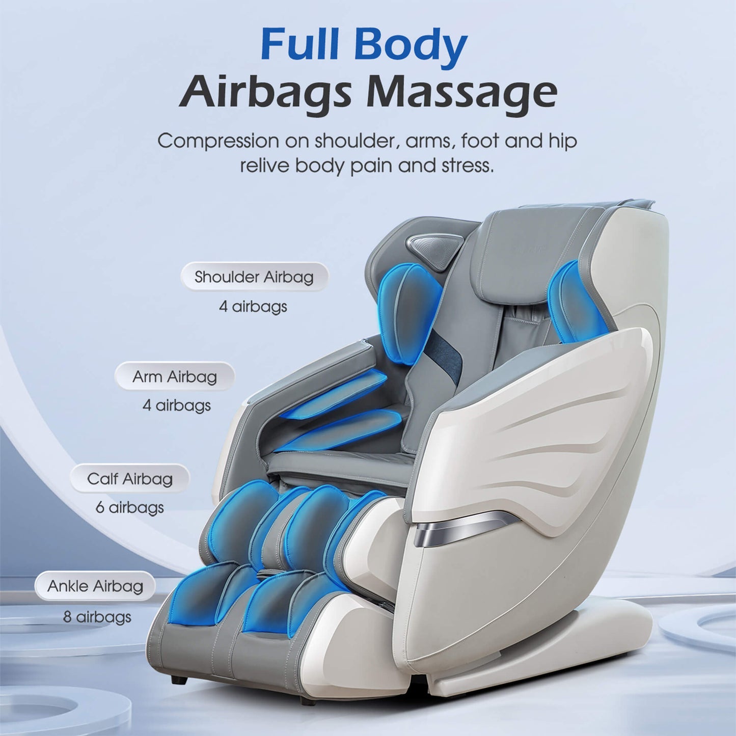 Premium Full Body Zero Gravity Massage Chair With Ai Voice And App Control, Gray