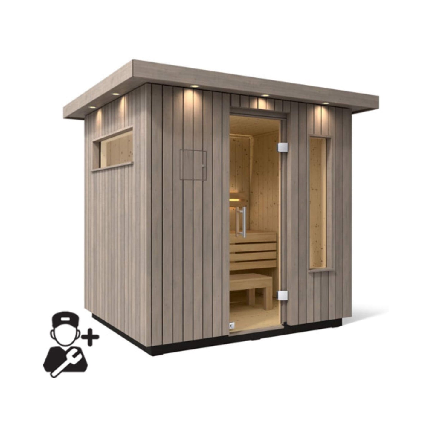 Outdoor Weathered Gray Spruce Sauna Kit